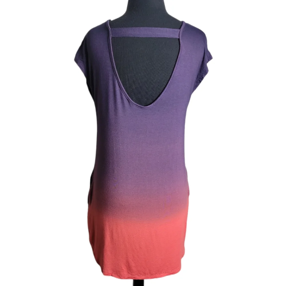 Blue Curl beachwear dip dye ombre cover up dress purple orange women's small